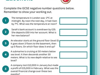 Negative Numbers GCSE Word Problems