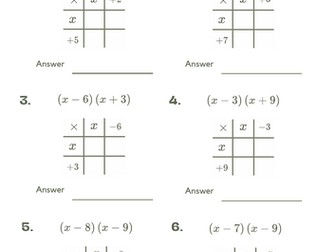 Expanding Double Brackets Worksheet
