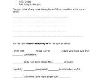 Homphones worksheet (english grammar)