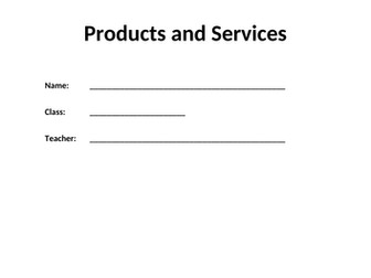 CCEA Hospitality Unit 2 Products & Services