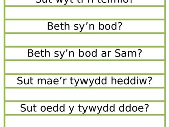 Year 5 and 6 Welsh sentence patterns and questions