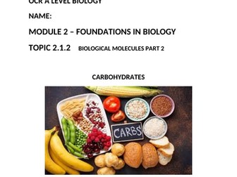 OCR A Level Biology A H420 Biological Molecules Carbohydrates