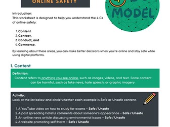 The 4 Cs of Online Safety Worksheet ( with Answer Key)