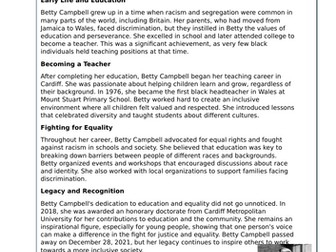 Betty Campbell reading comprehension