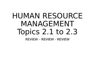 Human Resource Management AS Level Cambridge International Business 9609