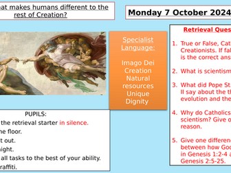 Y7: KS3 CATHOLIC RED: Creation and Covenant - What makes humans different to the rest of creation?