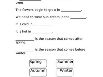 My Year -Seasons, Months and Days of the Week Year 1/2
