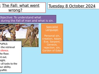 Y8: KS3 CATHOLIC RED: Creation and Covenant - The Fall (Genesis 3) - What went wrong?