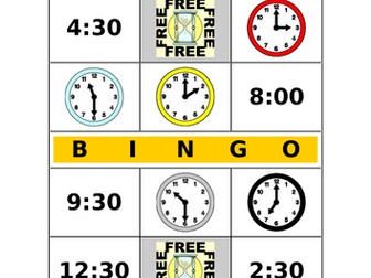 Time to the o'clock and half past: analogue, digital and written