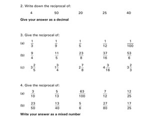 Reciprocals