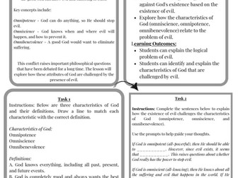 The logical problem of evil - worksheet- perfect for cover