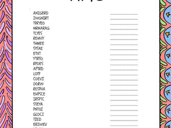 English Language Arts Word scramble Puzzle Worksheet Activity