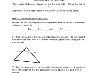 Area of Triangle and Cosine Rule Halloween Heist Activity