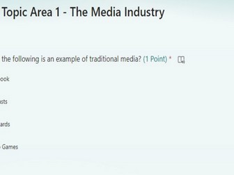 Creative iMedia R093 - Topic Area 1 - The Media Industry - Microsoft Forms Quiz