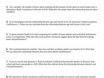 Interpret Spearmans Rank HW