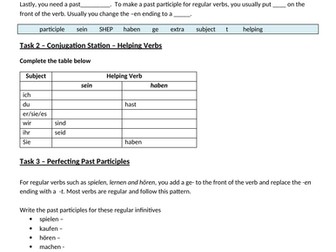 Perfect Tense Worksheet