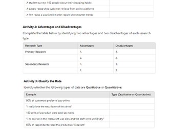 GCSE Business Eduqas 5.2 Market Research