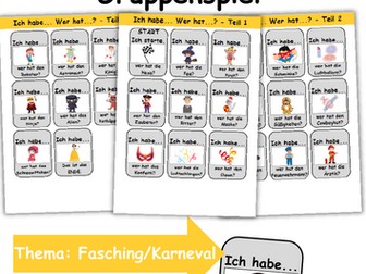 Ich habe, wer hat? Kartenspiel Thema: Fasching / Karneval