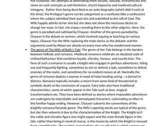 Key context for Chaucer, 'Wife of Bath'