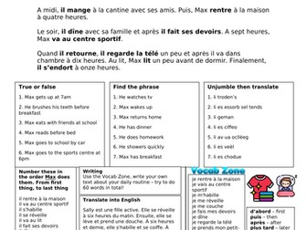 French daily routine worksheet