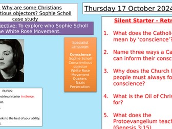 Y8: KS3 CATHOLIC RED: Creation and Covenant - Sophie Scholl - Conscientious Objector