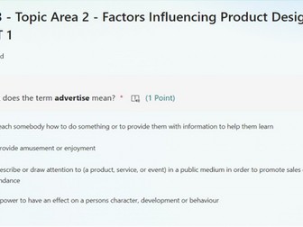 Creative iMedia R093 - Topic Area 2 - Factors Influencing Product Design Part1- Microsoft Forms Quiz