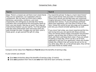 Pearson Edexcel Functional Skills English - Comparing Texts