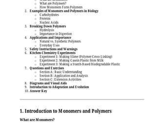 Monomers and Polymers Workbook