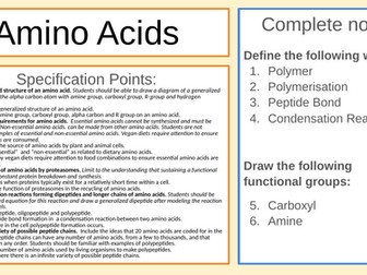 Amino Acids & R Groups IB ALevel Biology