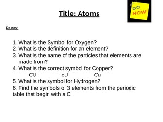 KS3 Year 7 Atoms Elements and Compounds