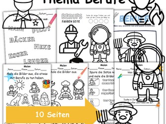 Berufe Anmalen Wortschatz - Deutsch/DaZ/DaF/Kunst - Klasse 1 und 2