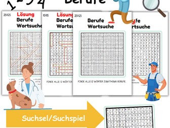 Wortsuchspiel/Wortsuche/Suchsel Berufe (Grundschule) - 4 Varianten