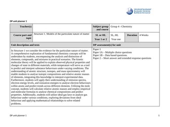 IBDP Chemistry - Structure 1 - Models of the particulate nature of matter