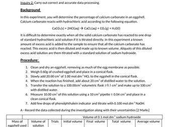 Lab report - Back titration - Determine the percentage of calcium in an egg shell