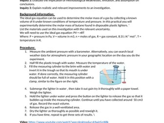 Lab - Determine the molar mass of a gas