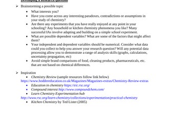 Teacher - student guide for writing an internal assessment