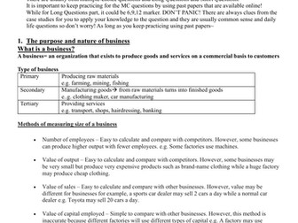 Business aqa gcse notes Business Activity