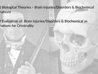 Criminology L3 WJEC UNIT 2 ACs 2.1 & 3.2 Describe & Evaluate Brain Injuries/Disorders