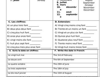 French birthdays numbers dates revision