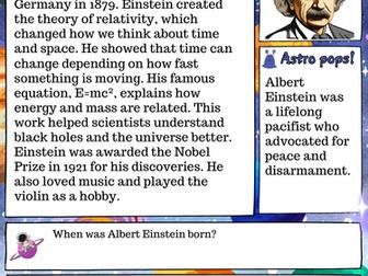 Albert Einstein Reading Comprehension Passage No Prep Worksheet