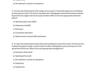 Clinical dental scenarios on paediatric dentistry