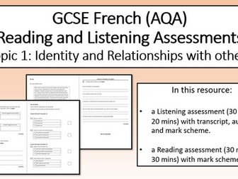 Assessments- Topic 1:Identity and Relationships with others- GCSE French