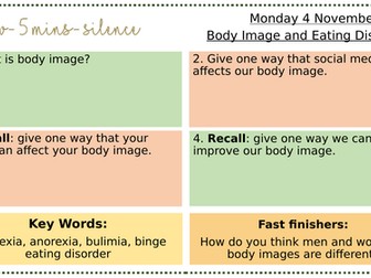 PSHE- Body image and eating disorders