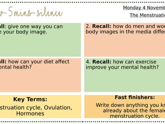 PSHE- KS3- Periods and the Menstruation Cycle