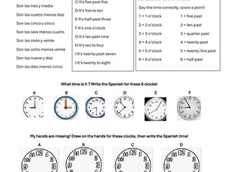 Spanish time worksheet