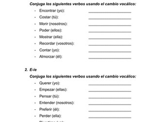 Spanish stem changing verbs practice