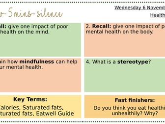 PSHE-KS3- A Balanced Diet- Healthy Living