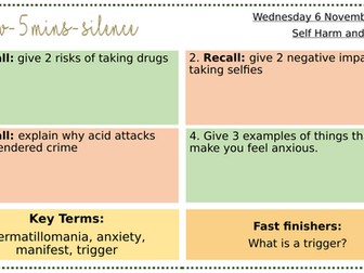 PSHE-KS3- Self Harm, Anxiety and Dermatillomania