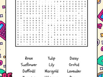 Flowers and Plants - Reverse Word Search No Prep Activity Printable Worksheet