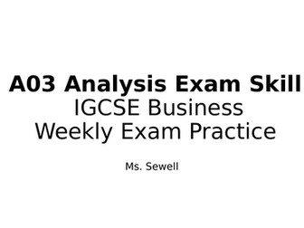 Analysis A03 Exam Skill IGCSE Business Edexcel